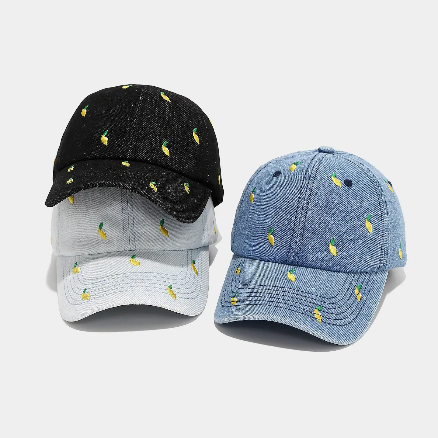 Women Denim Baseball Cap Mango Embroidery Casual Outdoor