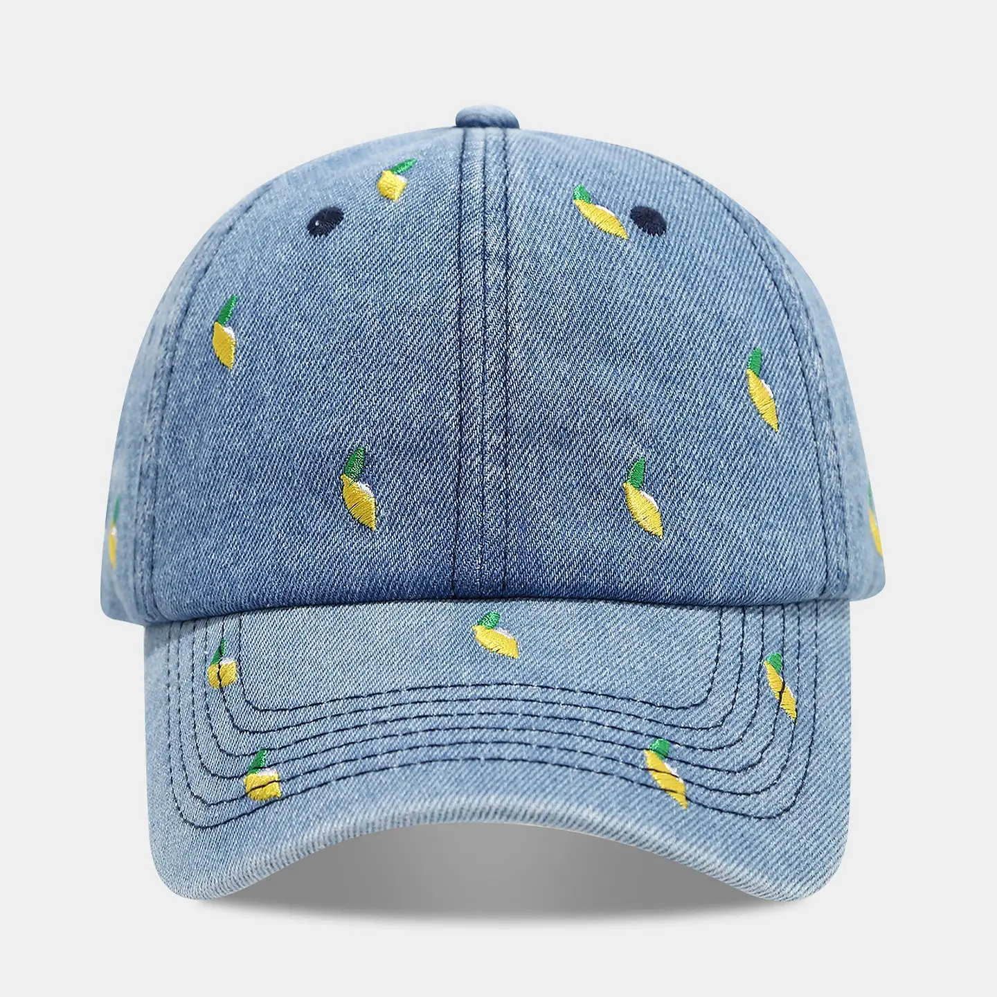 Women Denim Baseball Cap Mango Embroidery Casual Outdoor
