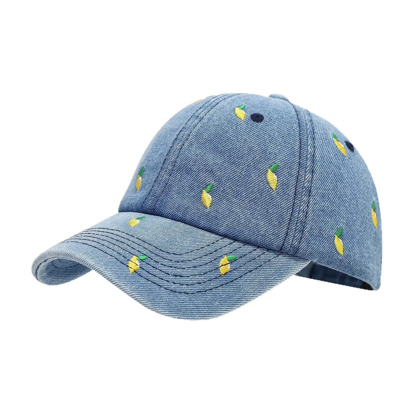 Women Denim Baseball Cap Mango Embroidery Casual Outdoor