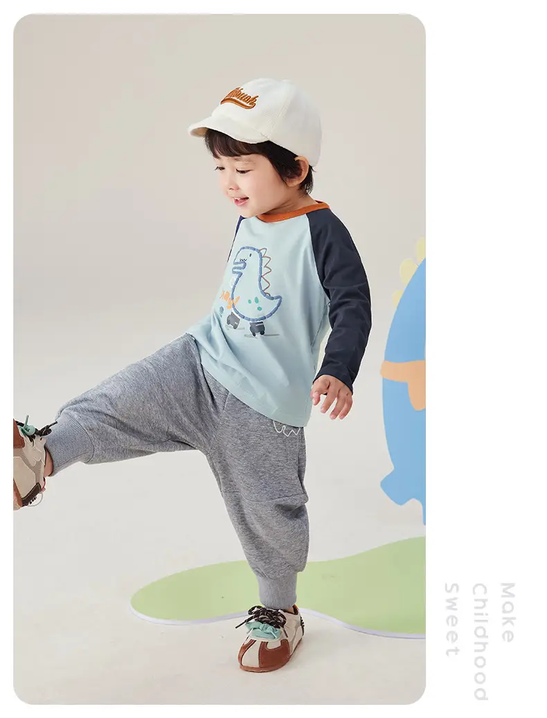 7A Antibacterial Kids Dinosaur T-Shirt Green — feature 16