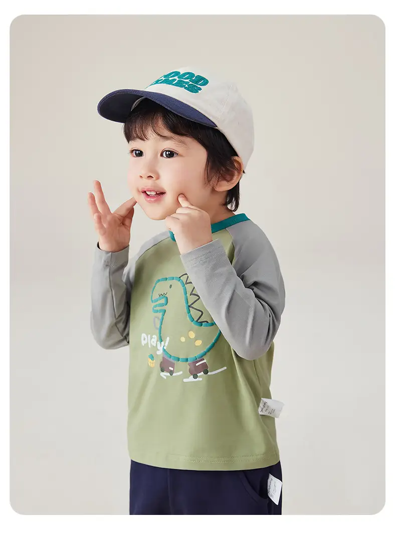 7A Antibacterial Kids Dinosaur T-Shirt Green — feature 17