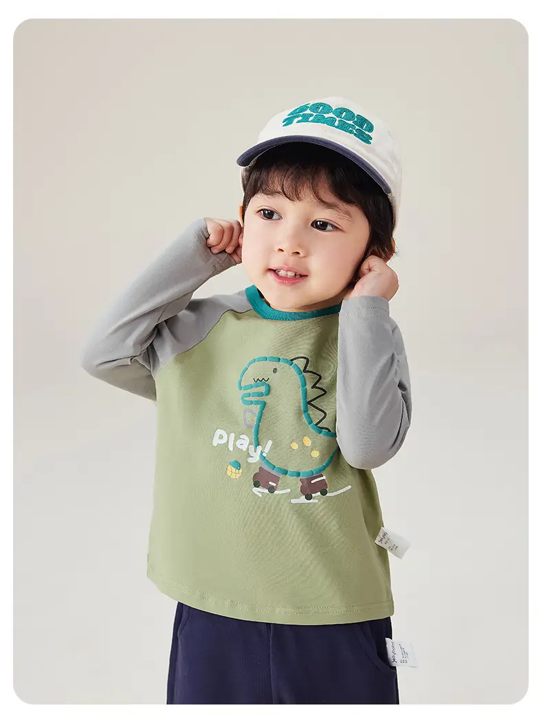 7A Antibacterial Kids Dinosaur T-Shirt Green — feature 19