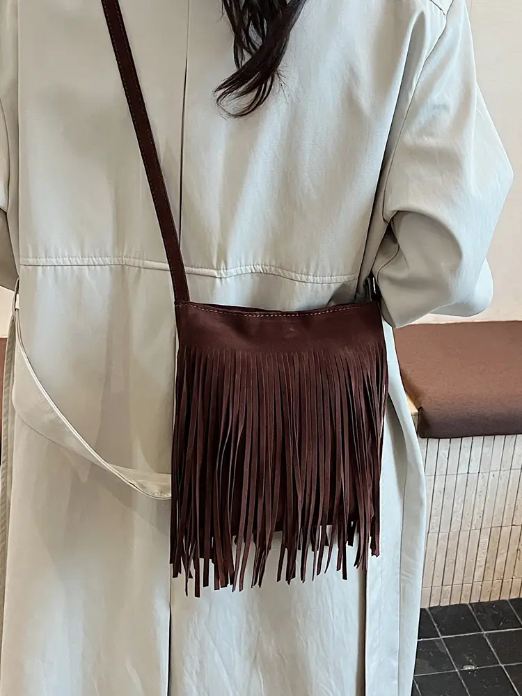 Retro Tassel Shoulder Bag for Women Brown 2025 - Image 6