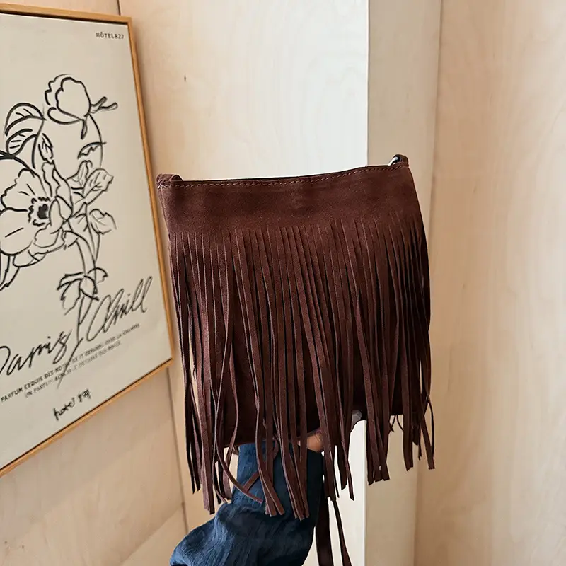 Retro Tassel Shoulder Bag for Women Brown 2025 - Image 2