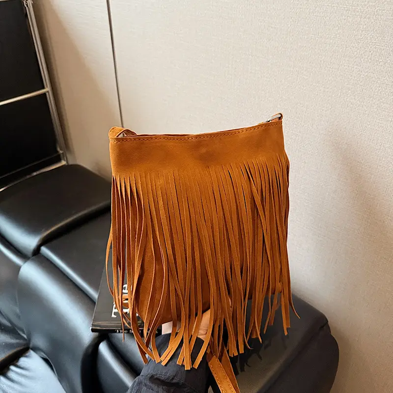 Retro Tassel Shoulder Bag for Women Brown 2025 - Image 3