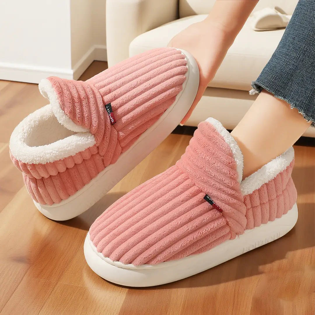 Women's Cotton Shoes, New Style, Cross-Border, Fleece-Lined, Thickened, Home Cotton Shoes, Fashionable Women's Anti-Cold, Warm Slip-On Cotton Slippers