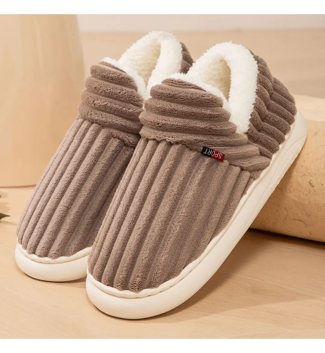Women's Cotton Shoes, New Style, Cross-Border, Fleece-Lined, Thickened, Home Cotton Shoes, Fashionable Women's Anti-Cold, Warm Slip-On Cotton Slippers — feature 11