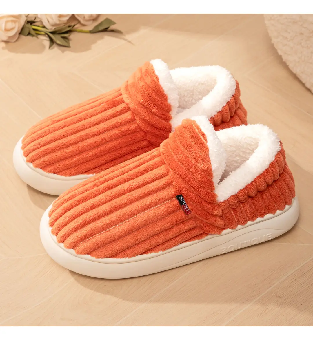 Women's Cotton Shoes, New Style, Cross-Border, Fleece-Lined, Thickened, Home Cotton Shoes, Fashionable Women's Anti-Cold, Warm Slip-On Cotton Slippers — feature 15