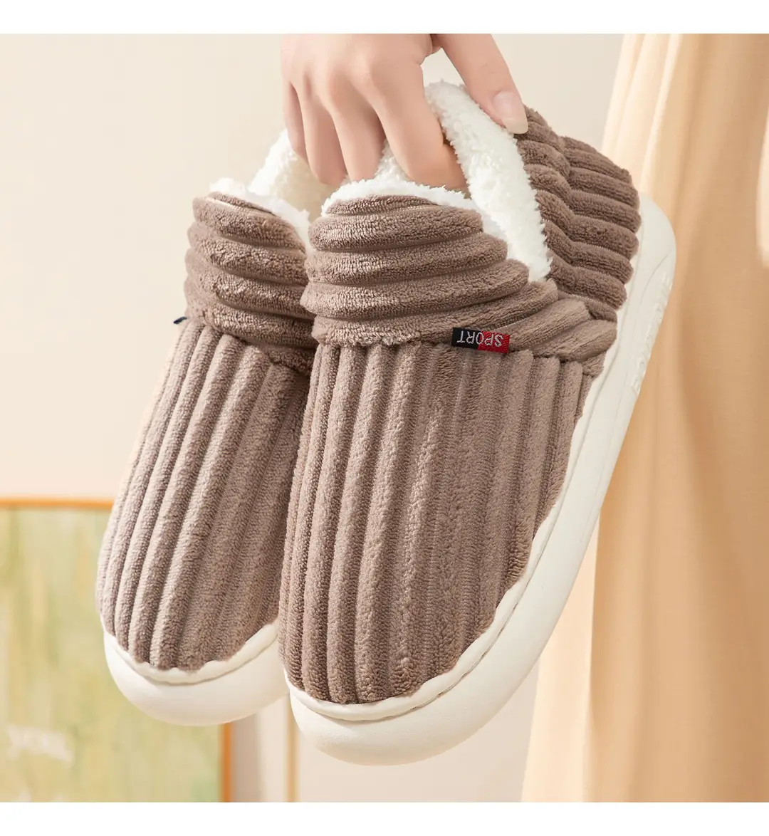 Women's Cotton Shoes, New Style, Cross-Border, Fleece-Lined, Thickened, Home Cotton Shoes, Fashionable Women's Anti-Cold, Warm Slip-On Cotton Slippers — feature 19
