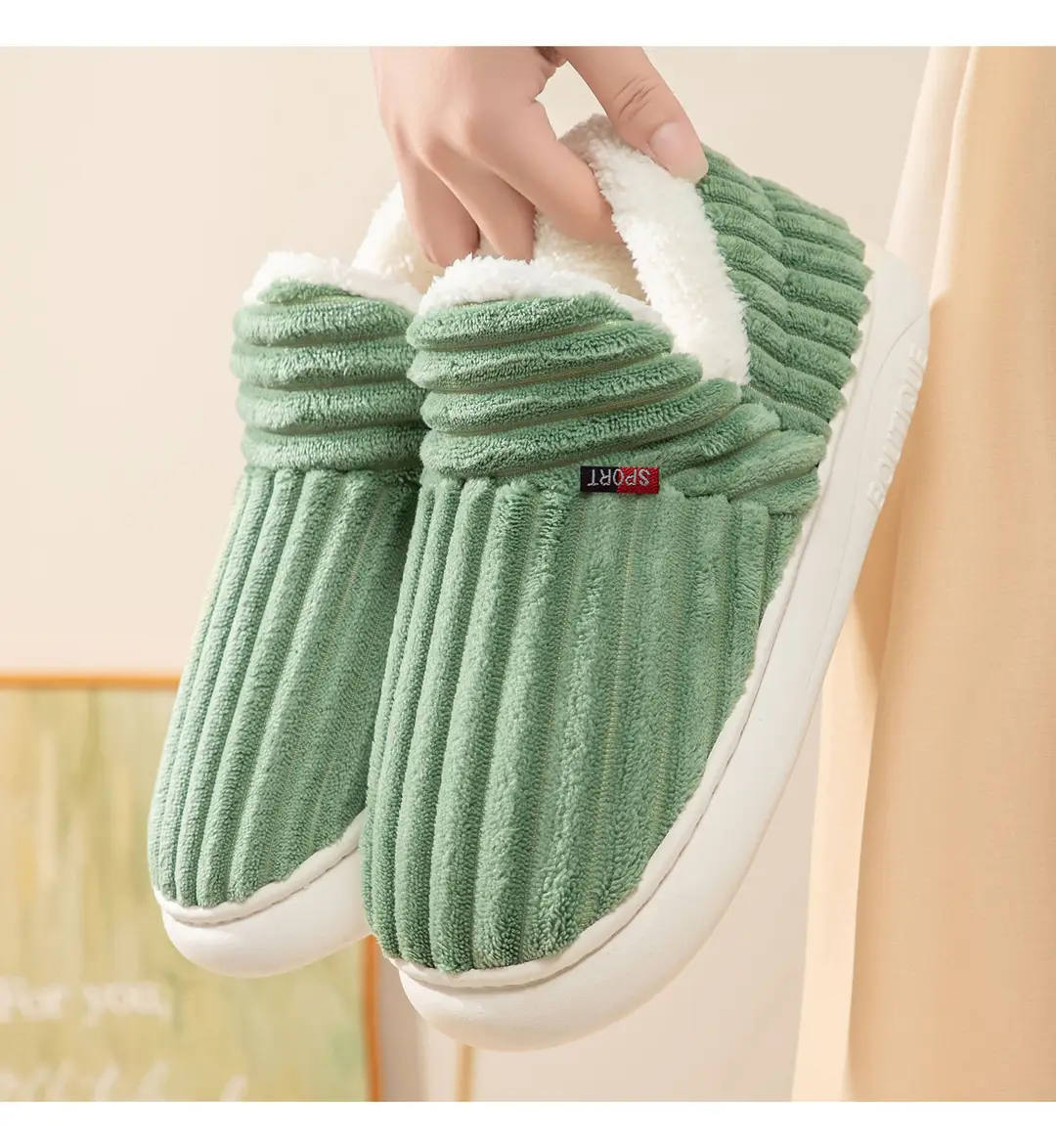 Women's Cotton Shoes, New Style, Cross-Border, Fleece-Lined, Thickened, Home Cotton Shoes, Fashionable Women's Anti-Cold, Warm Slip-On Cotton Slippers — feature 21