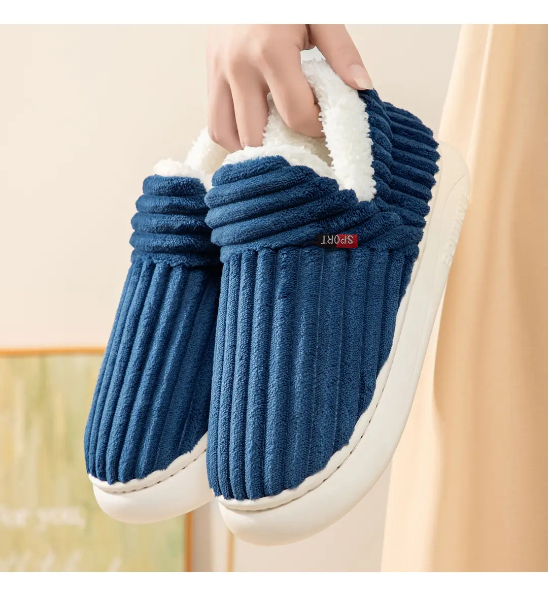 Women's Cotton Shoes, New Style, Cross-Border, Fleece-Lined, Thickened, Home Cotton Shoes, Fashionable Women's Anti-Cold, Warm Slip-On Cotton Slippers — feature 22