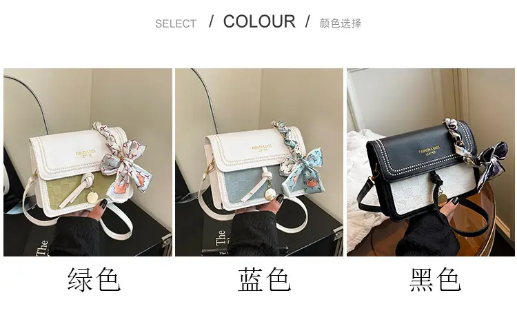 Trendy Fresh Sweet Silk Scarf Small Square Bag 2025 Autumn New Fashion Women's Bag Stylish Single Shoulder Crossbody Bag luggage and leather goods — feature 2