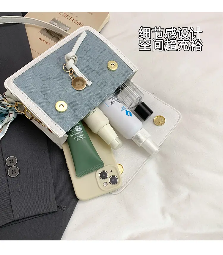 Trendy Fresh Sweet Silk Scarf Small Square Bag 2025 Autumn New Fashion Women's Bag Stylish Single Shoulder Crossbody Bag luggage and leather goods — feature 5