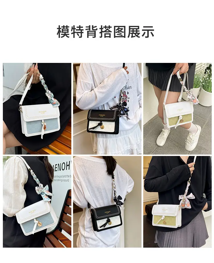 Trendy Fresh Sweet Silk Scarf Small Square Bag 2025 Autumn New Fashion Women's Bag Stylish Single Shoulder Crossbody Bag luggage and leather goods — feature 6