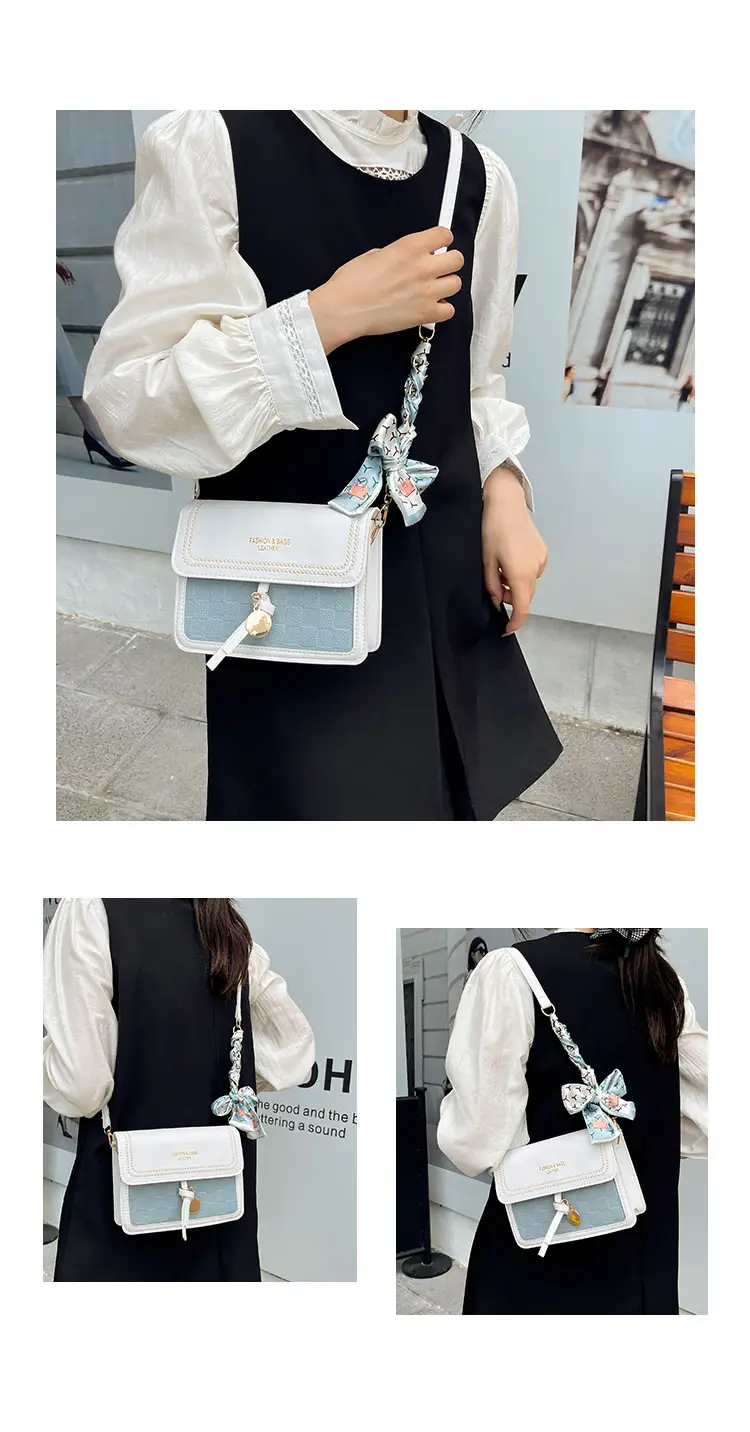 Trendy Fresh Sweet Silk Scarf Small Square Bag 2025 Autumn New Fashion Women's Bag Stylish Single Shoulder Crossbody Bag luggage and leather goods — feature 7