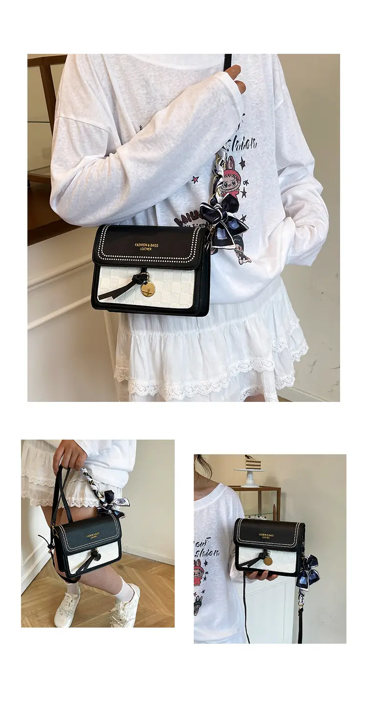 Trendy Fresh Sweet Silk Scarf Small Square Bag 2025 Autumn New Fashion Women's Bag Stylish Single Shoulder Crossbody Bag luggage and leather goods — feature 8