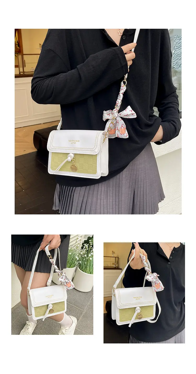 Trendy Fresh Sweet Silk Scarf Small Square Bag 2025 Autumn New Fashion Women's Bag Stylish Single Shoulder Crossbody Bag luggage and leather goods — feature 9