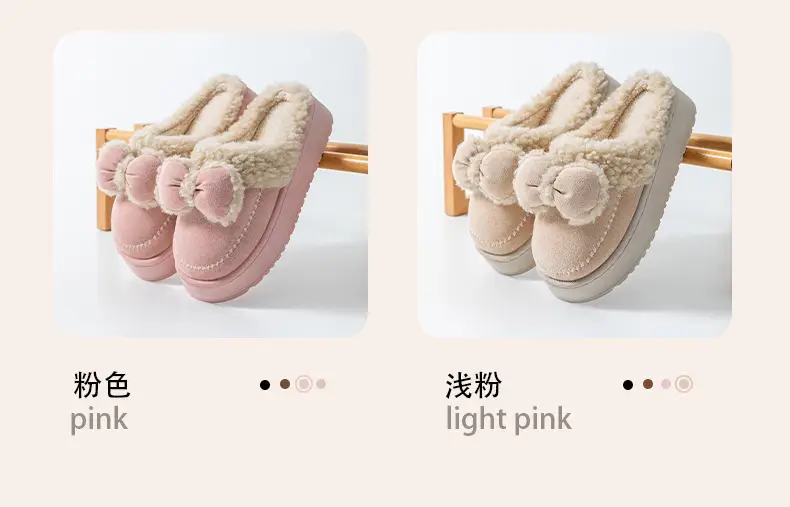Women Velvet Bow Slippers Winter Warm Indoor — feature 12