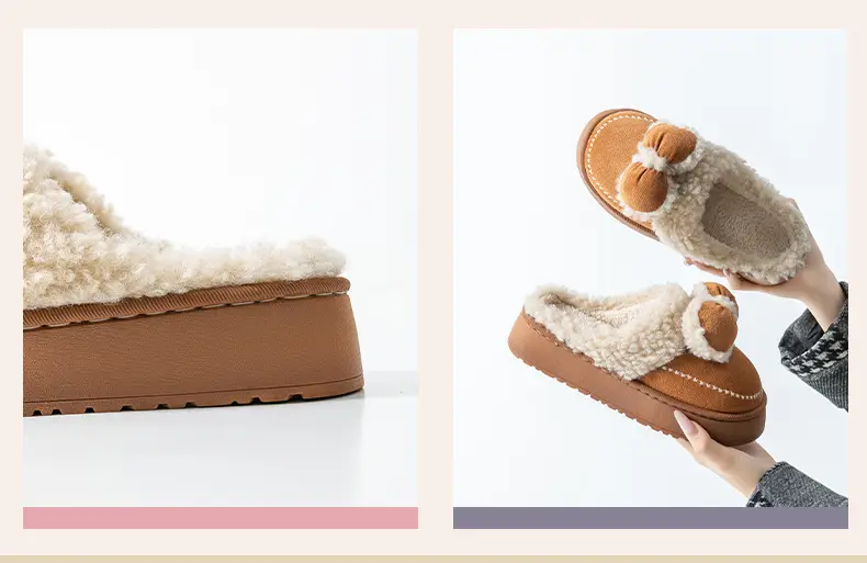 Women Velvet Bow Slippers Winter Warm Indoor — feature 27