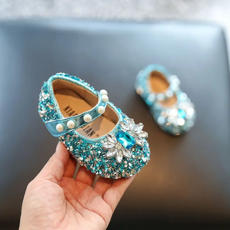Baby Toddler Shoes, Soft-Soled Summer Flats, Baby Princess Shoes, Bright Diamond Style, Girls' Shoes, 3-Year-Old Spring & Fall Models