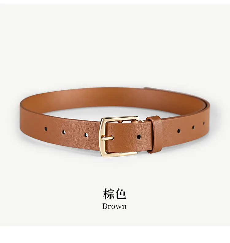 Black Genuine Leather Women's Commuter Belt with Gold Buckle — feature 10