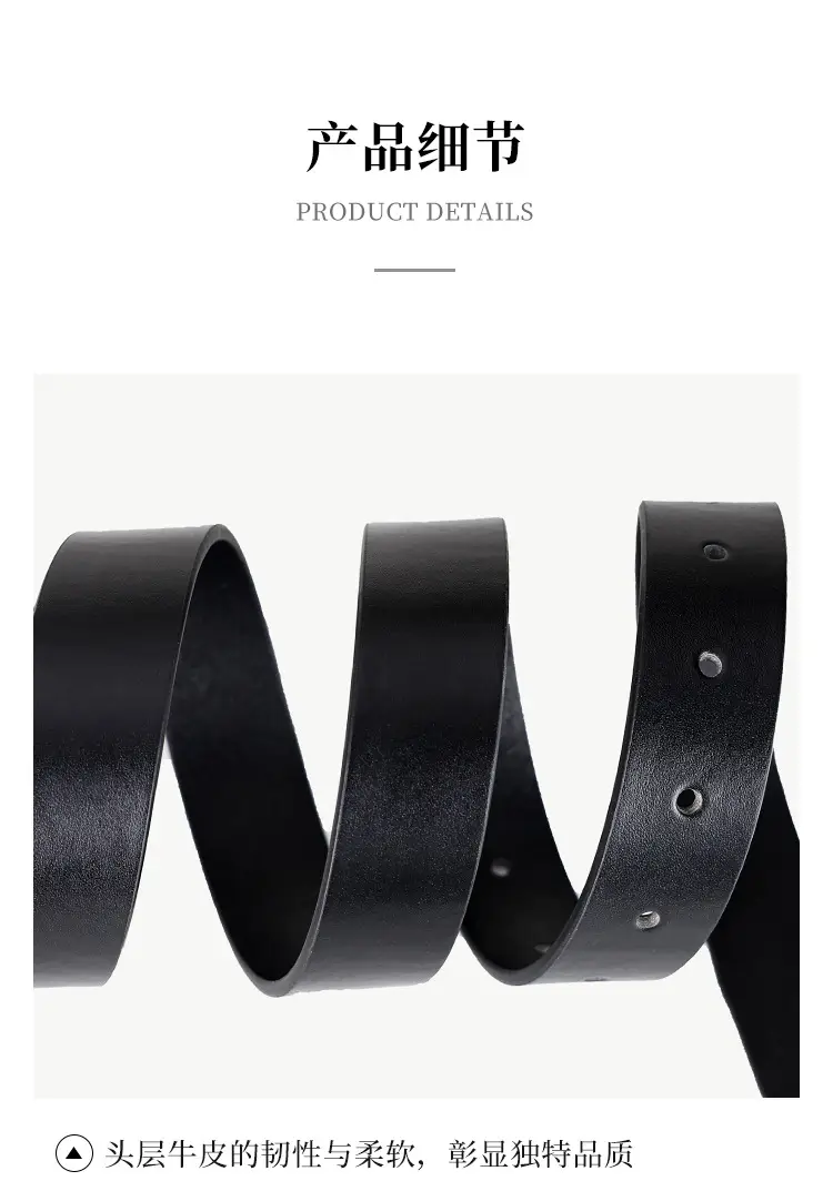 Black Genuine Leather Women's Commuter Belt with Gold Buckle — feature 11