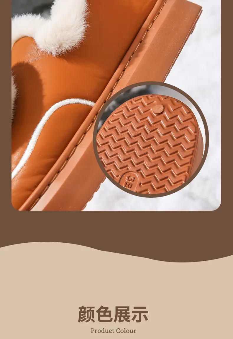 Women's Waterproof Furry Bow Slippers Beige — feature 10