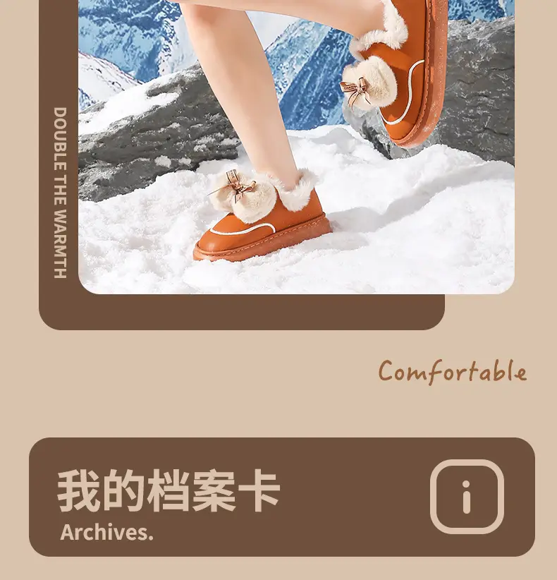 Women's Waterproof Furry Bow Slippers Beige — feature 4