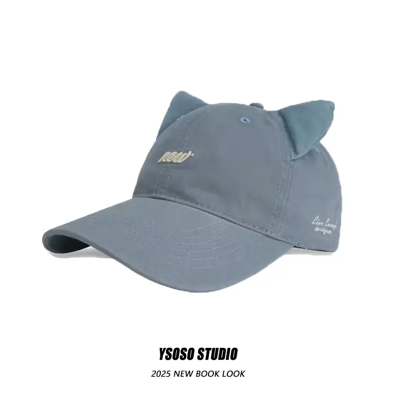3D Cat Ear Baseball Cap Women with Letter Embroidery — feature 13