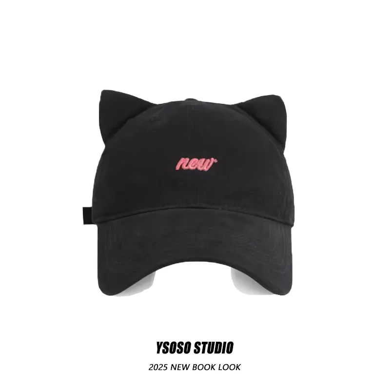 3D Cat Ear Baseball Cap Women with Letter Embroidery — feature 2