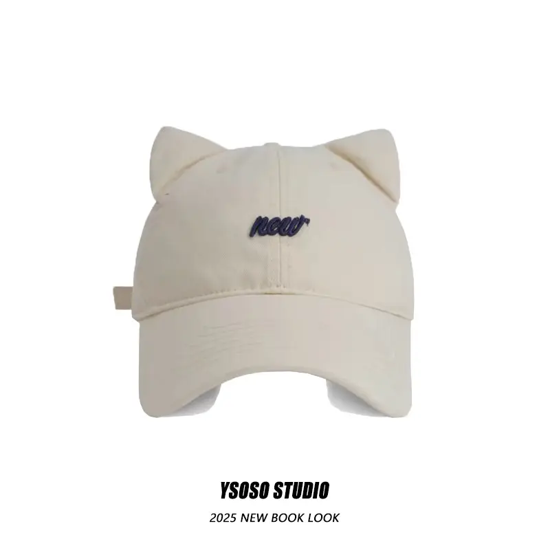 3D Cat Ear Baseball Cap Women with Letter Embroidery - Image 2