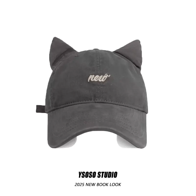 3D Cat Ear Baseball Cap Women with Letter Embroidery - Image 6