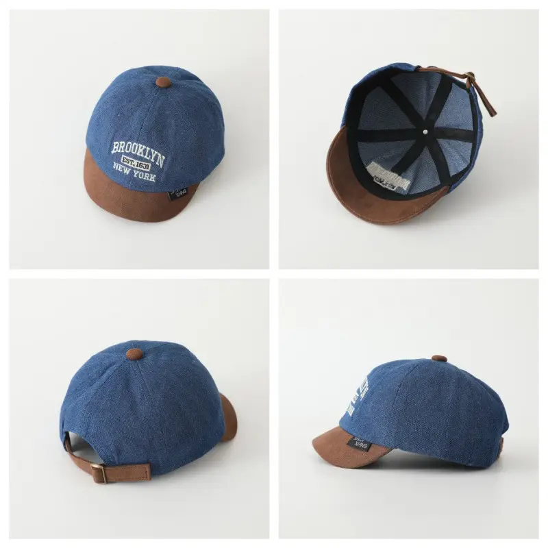Baby Cap Brooklyn Embroidered Blue Beige - Image 7