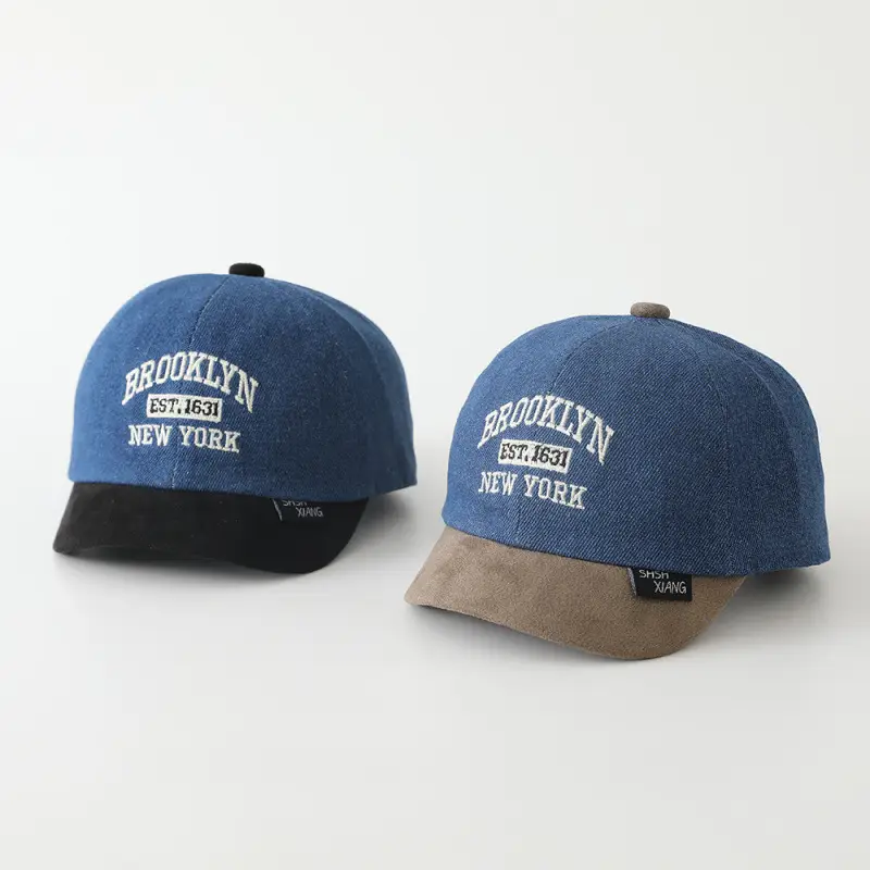 Baby Cap Brooklyn Embroidered Blue Beige - Image 8