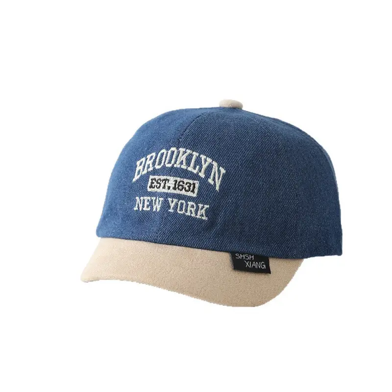 Baby Cap Brooklyn Embroidered Blue Beige - Image 9