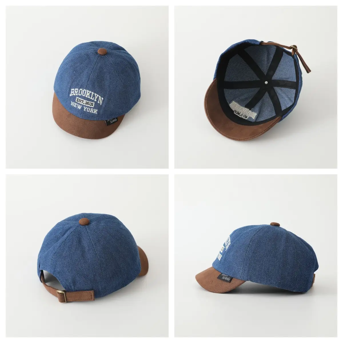 Baby Cap Brooklyn Embroidered Blue Beige — feature 2