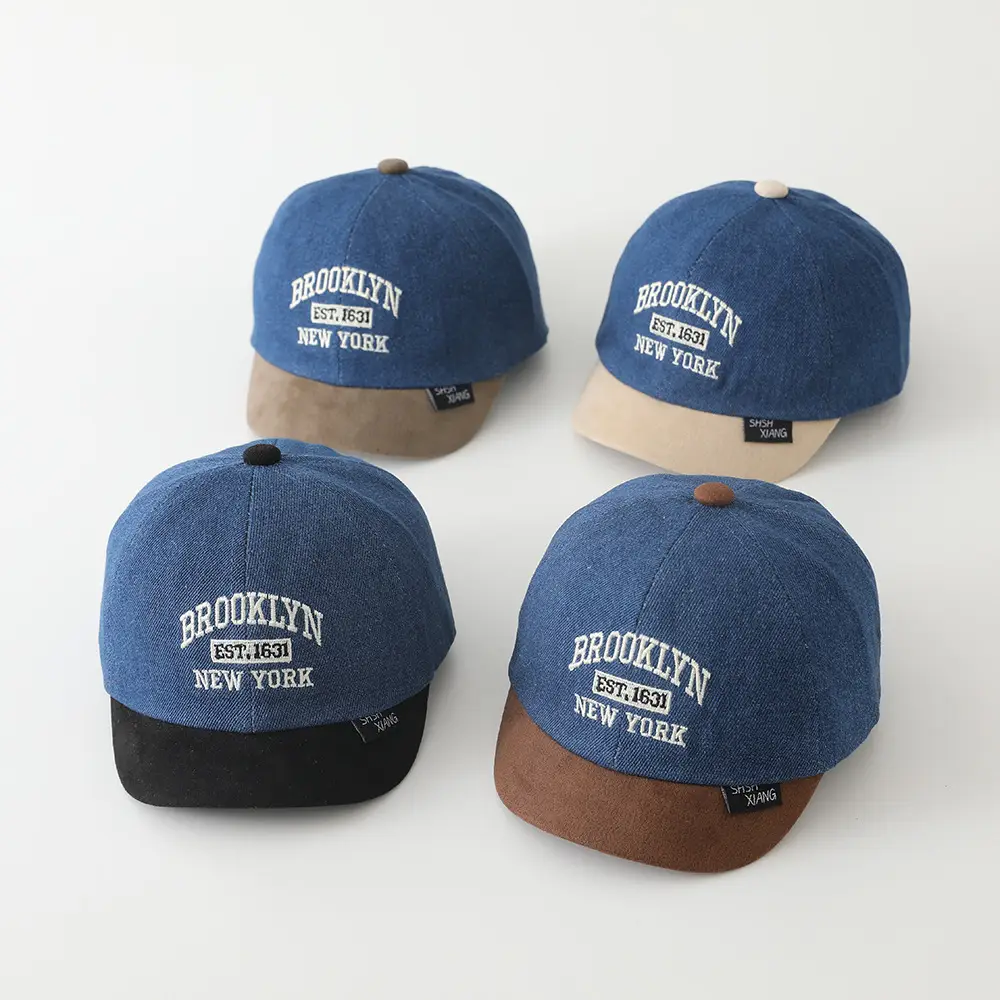 Baby Cap Brooklyn Embroidered Blue Beige — feature 3