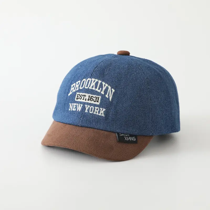 Baby Cap Brooklyn Embroidered Blue Beige - Image 4