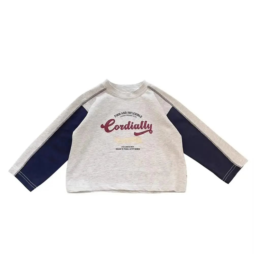 Pure Cotton Boys Long Sleeve T-Shirt Grey Blue Patchwork 2025 — feature 9