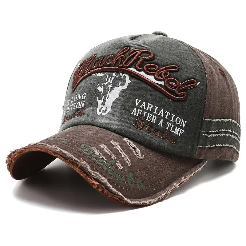 Vintage Embroidered Washed Distressed Sunshade Cap - Image 3