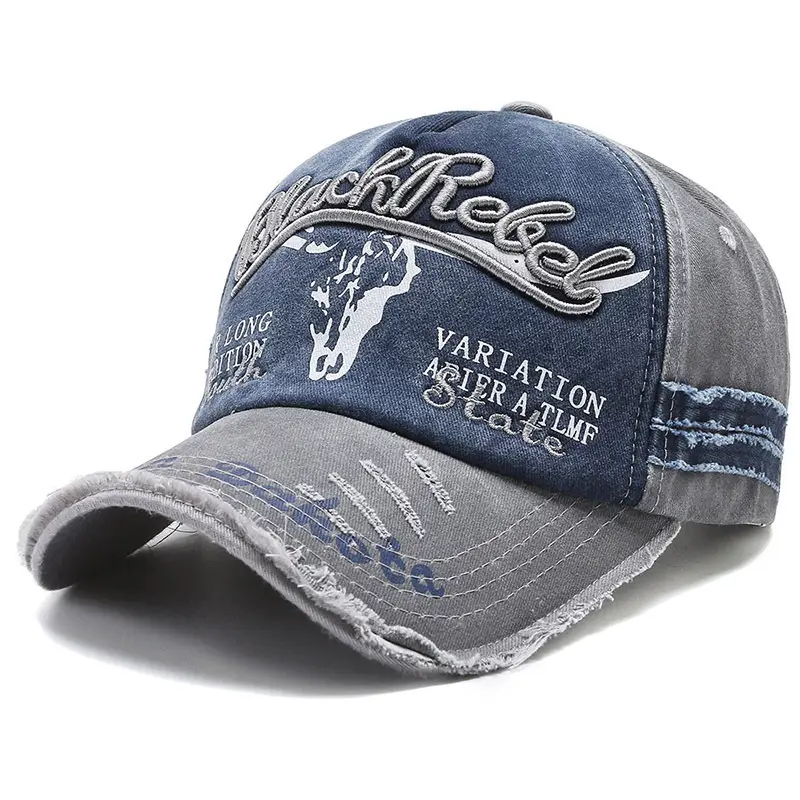 Vintage Embroidered Washed Distressed Sunshade Cap - Image 4