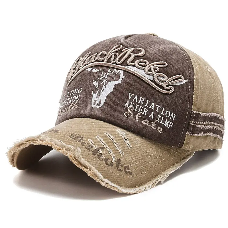 Vintage Embroidered Washed Distressed Sunshade Cap - Image 5
