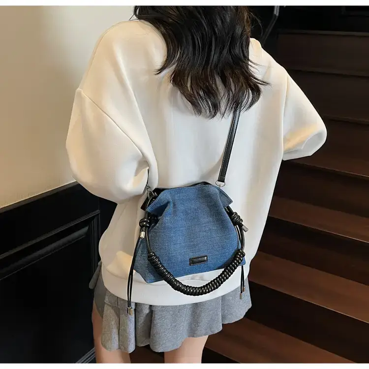 Blue Denim Crossbody Bag for Women Large Capacity — feature 6