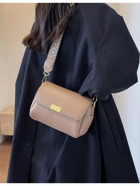 Black Crossbody Bag with Gold Plated Handle for Women