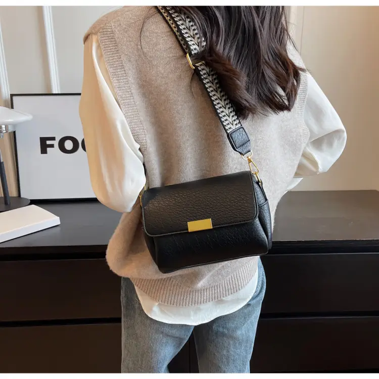 Black Crossbody Bag with Gold Plated Handle for Women — feature 29