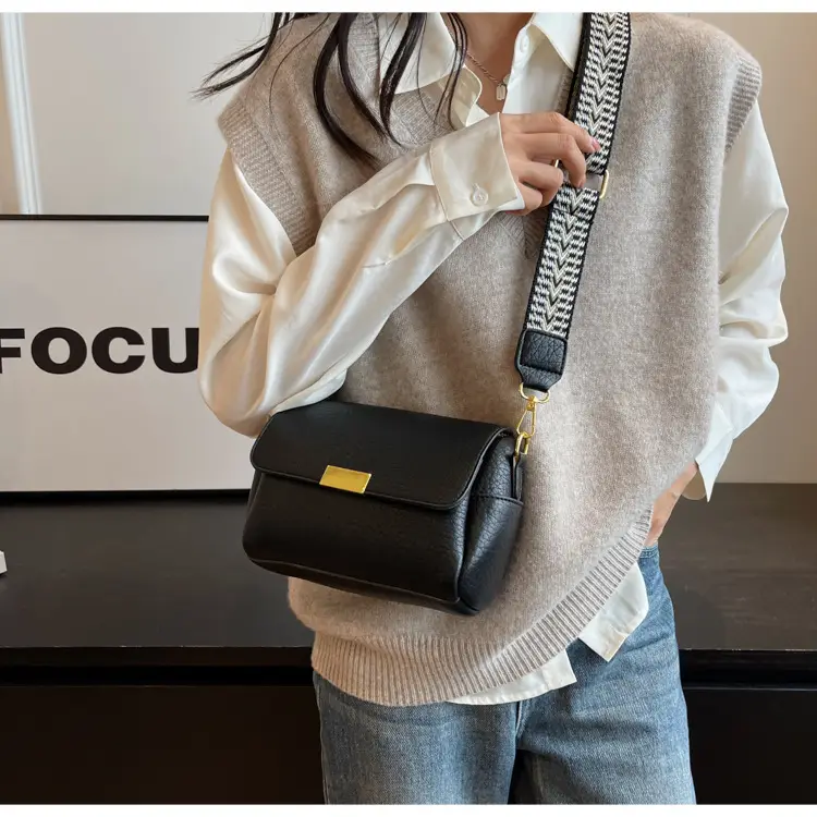 Black Crossbody Bag with Gold Plated Handle for Women — feature 32
