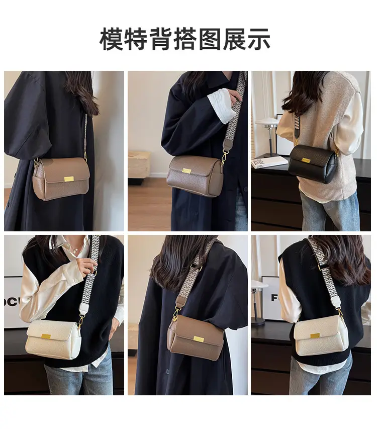 Black Crossbody Bag with Gold Plated Handle for Women — feature 8