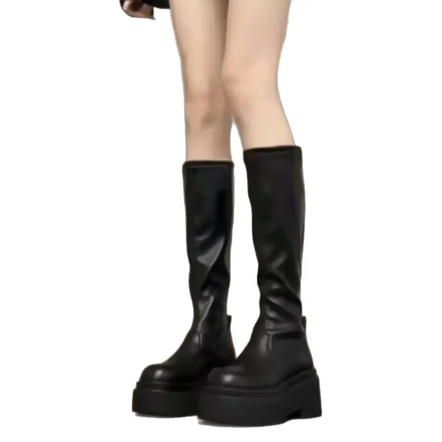 Women's Long Boots 2025 Autumn/Winter New Thick-Soled High-Tube Slimming Slouch Boots for Petite Slim Figures Long Riding Boots - Image 5