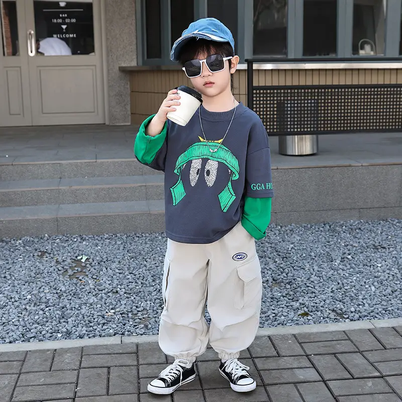 Boys Blue Graphic Cargo Pants T-Shirt Set 2025 - Image 3