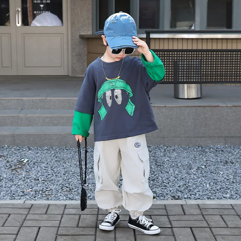 Boys Blue Graphic Cargo Pants T-Shirt Set 2025 - Image 4